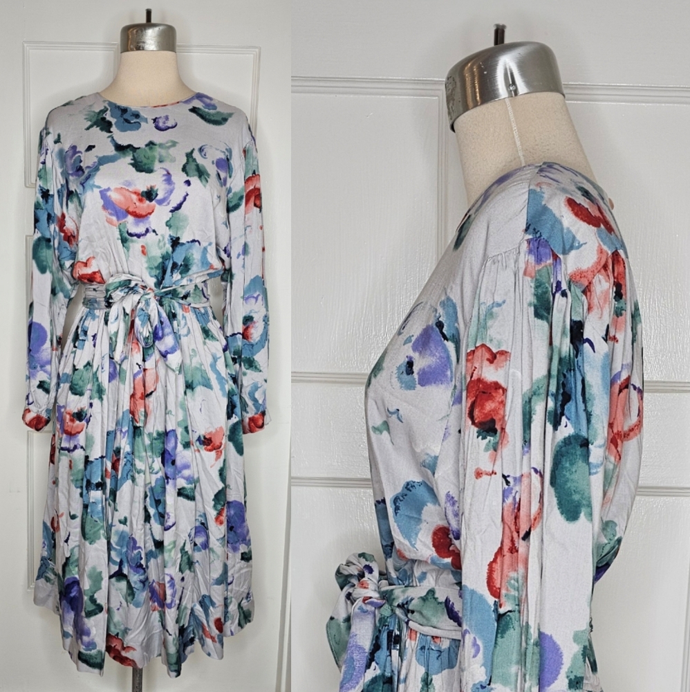 VTG 80s Regina Kravitz Floral Midi Dress